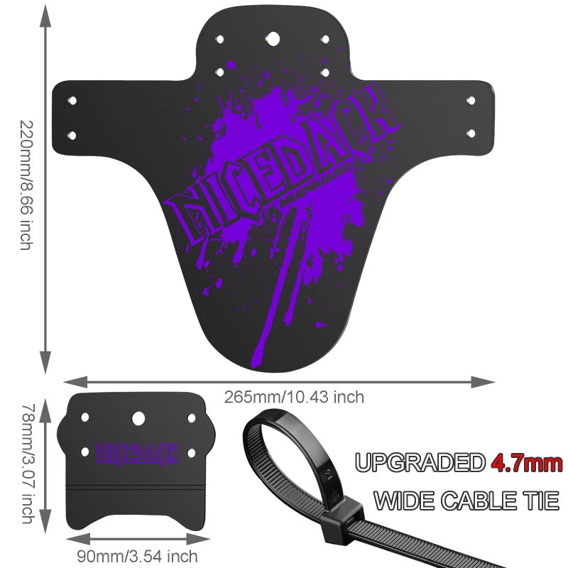 NICEDACK Bike Fender, 2PCS MTB Mud Guard Front and Rear Compatible Bicycle Mud Guard Set Downhill Mountain Bike Mudguard Fits 650B 20" 26" 27.5" 29 inch and Fat Bicycle (A-Purple) - Image 3